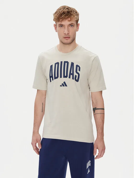 Футболка regular fit Collegiate Lineage Graphic Adidas, бежевый