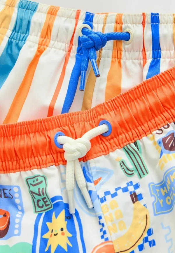 Плавки 2 шт, Regular fit, Swim shorts, Next, белый/оранжевый — фото 4