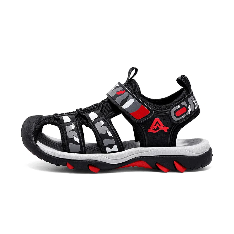 Детские сандалии из сетки и синтетической кожи, VENICEW, Black Red