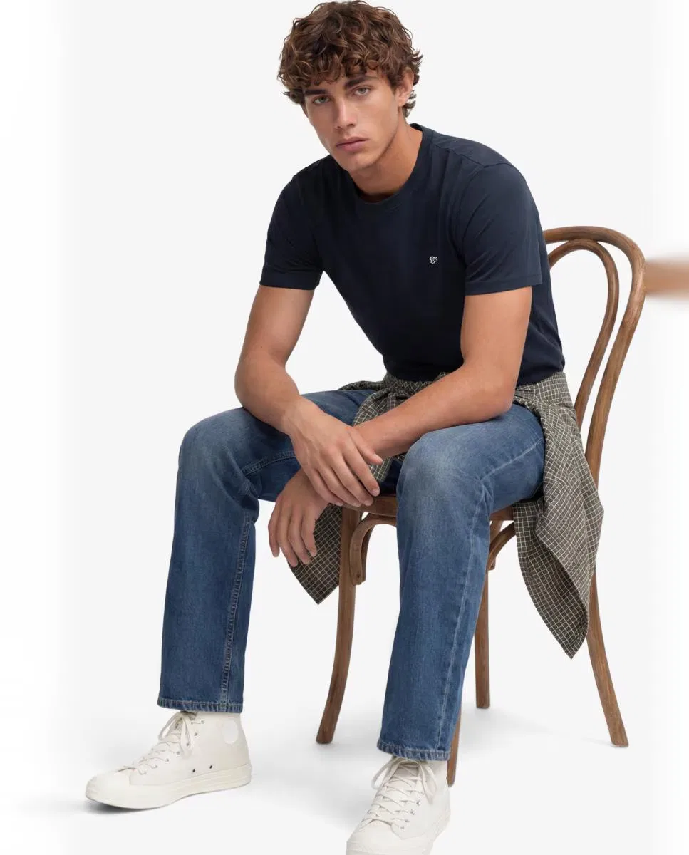 Мужская футболка с вышивкой, Essential Sdco Logo, Superdry, темно-синий — фото 4