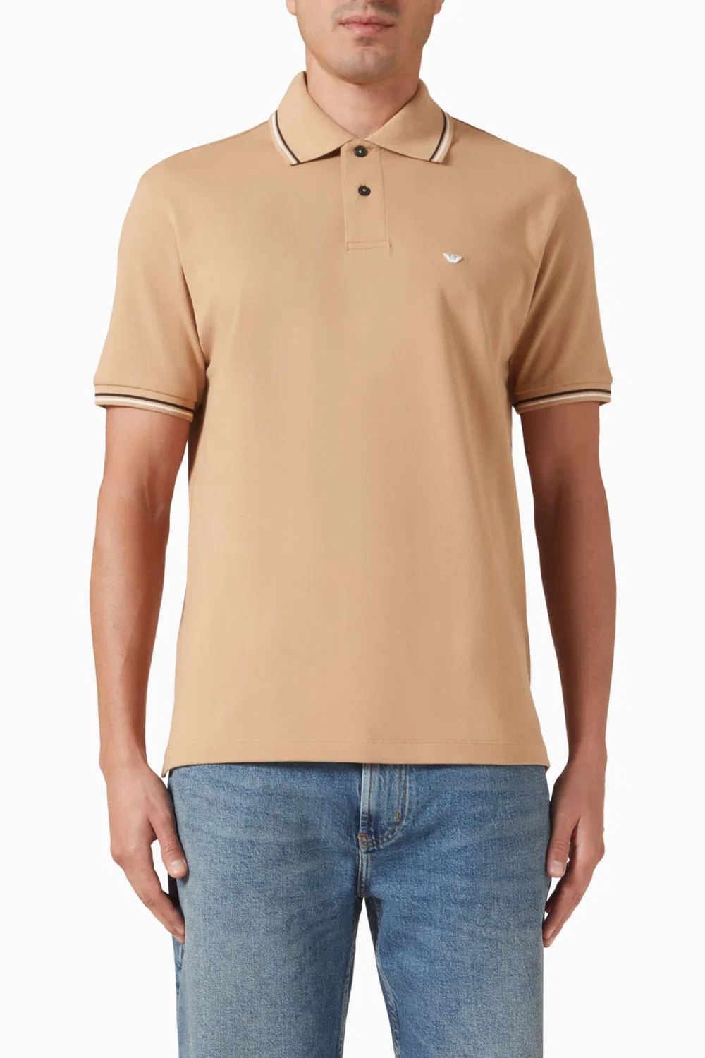 Поло хлопковое Micro Eagle Logo Emporio Armani, нейтральный