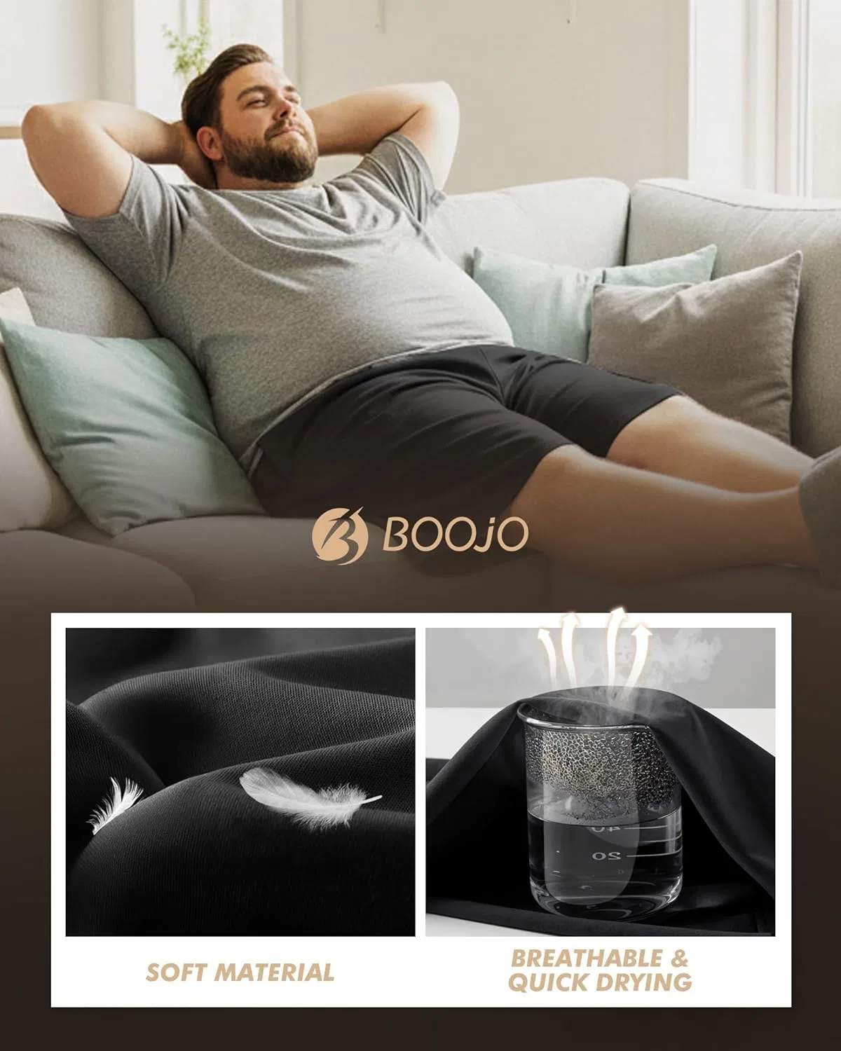BOOJO Комплект из 3 спортивных шорт для мужчин больших размеров - баскетбольные черные спортивные шорты с карманами, одежда для спортзала (3XL-5XL) — фото 2