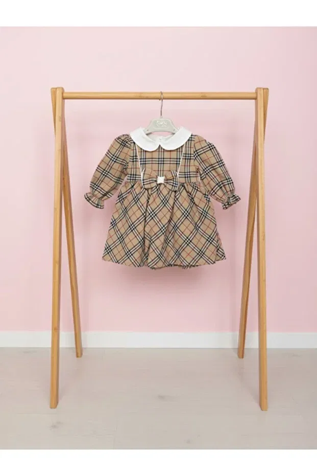 Детское платье для девочек с принтом Princess Checkered Dress Hls Kids, Brown White Red Black — фото 4