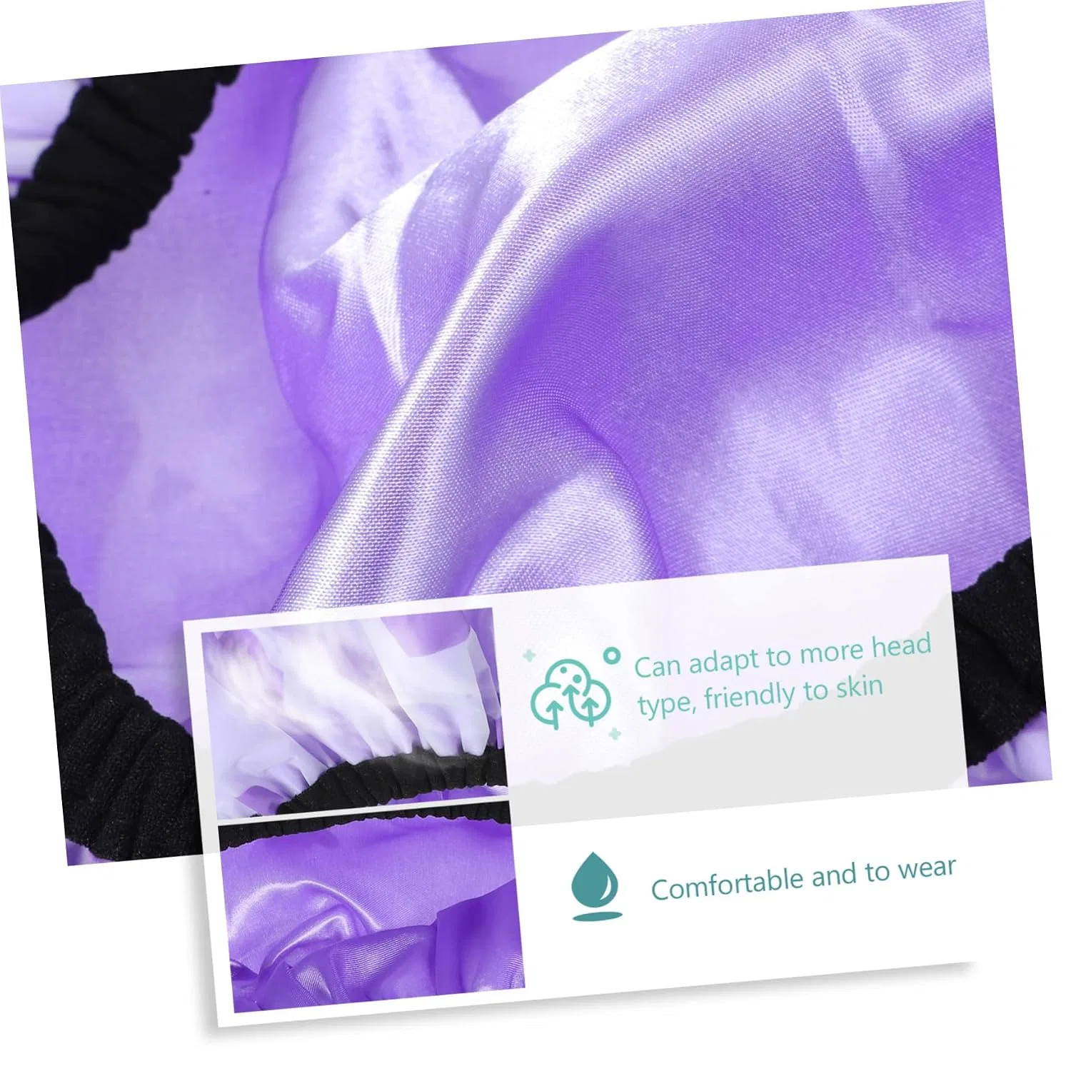 Шапочка для душа Reusable with Satin Lining, VALICLUD, Purple — фото 4