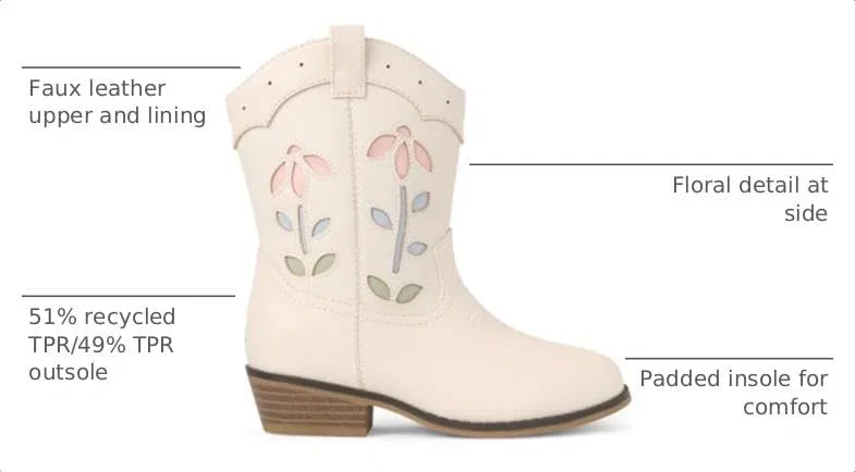 Детские сапоги для девочек с принтом Cowgirl Boots Western Gymboree, Off-White — фото 3