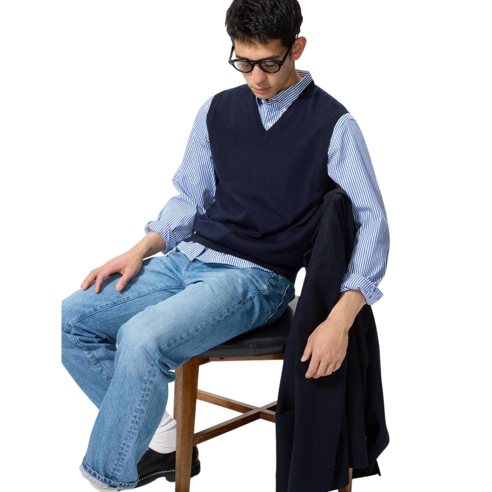 Жилет Uniqlo Merino V-neck, 69 темно-синий — фото 2