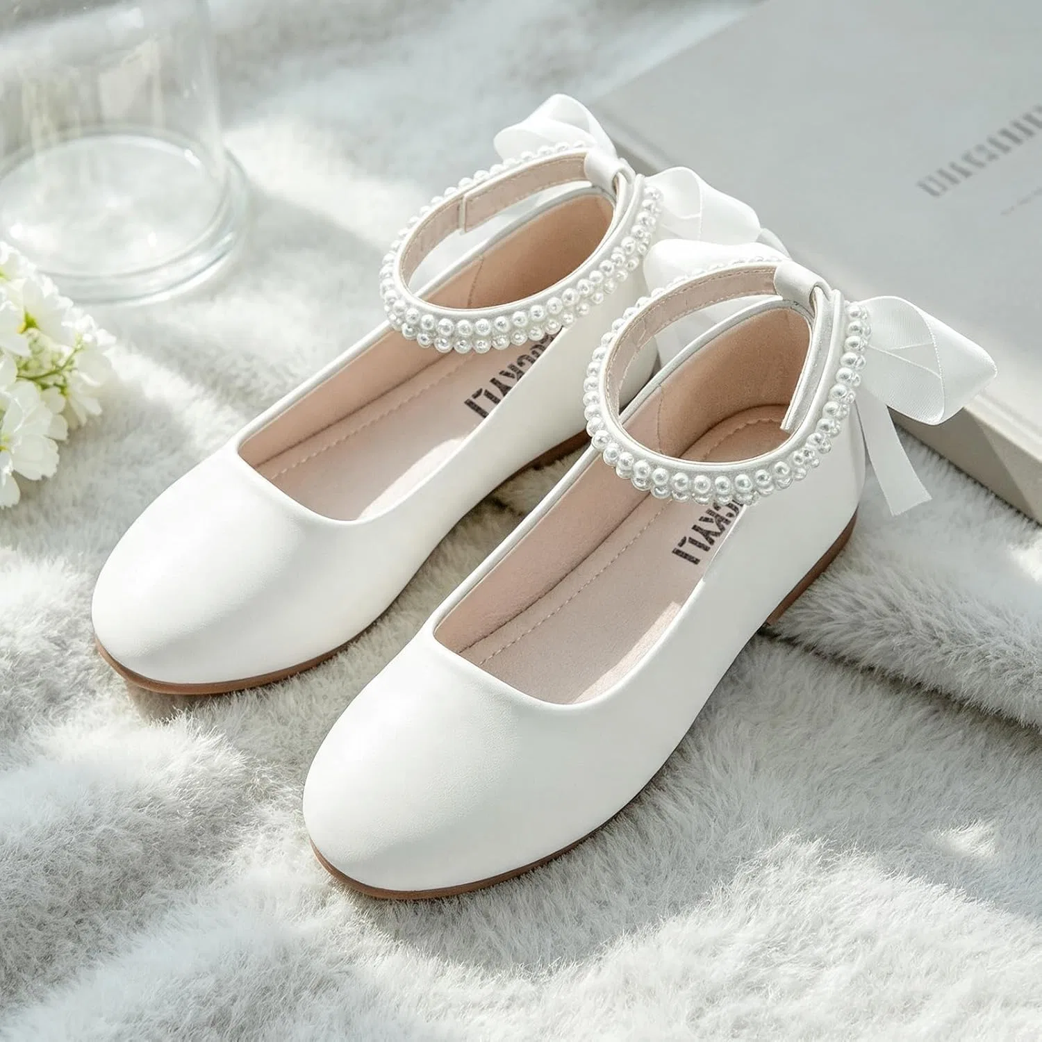 Детские туфли Мэри Джейн с жемчужным ремешком LUCKYLI, White — фото 4