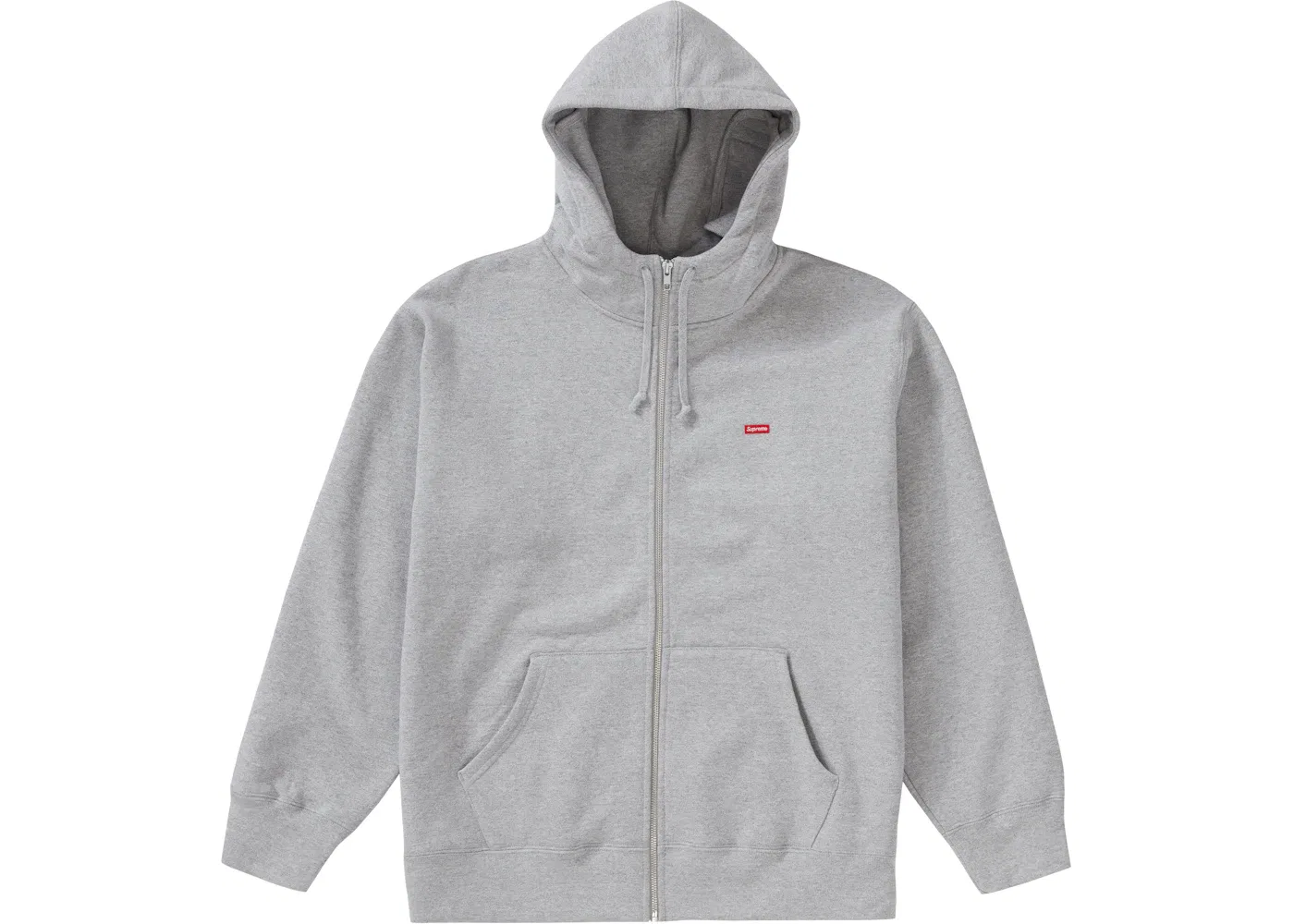 Мужская худи с принтом Supreme Small Box Facemask Zip Up Heather Grey — фото 2