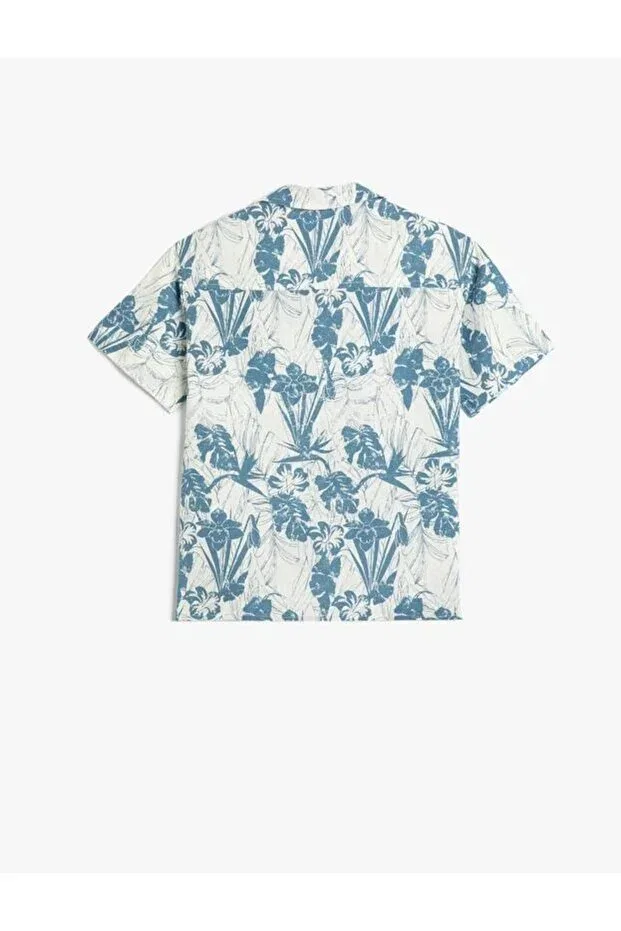 Детская рубашка для мальчиков с коротким рукавом Floral Patterned Koton, Beige Patterned