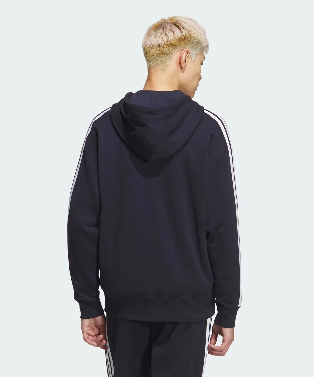 Мужской худи свободного кроя с длинным рукавомEssentials Plus Loose Fit Three Stripes French Terry Full Zip Hoodie Adidas, Blue — фото 2