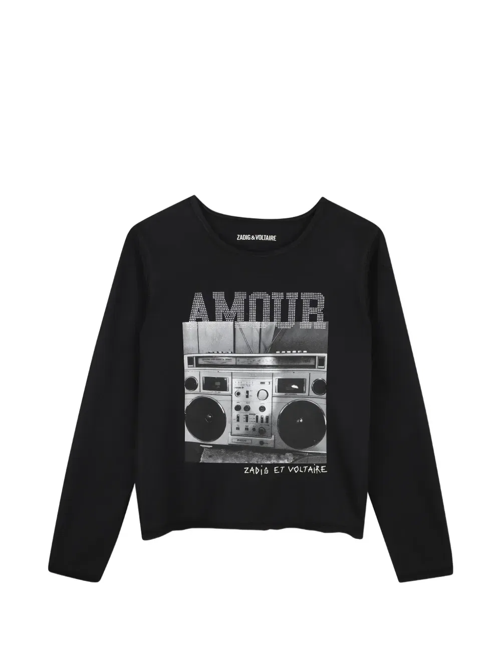 Футболка с длинными рукавами и графичным принтом Zadig & Voltaire Kids, черный