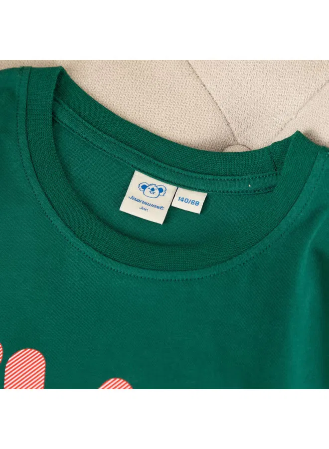 Футболка с принтом для мальчиков Jeanswest, зеленый — фото 4