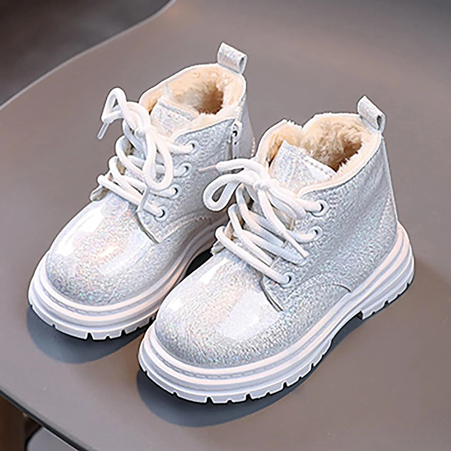 Детские зимние ботинки для девочек на молнии IWIHMIV, White — фото 3
