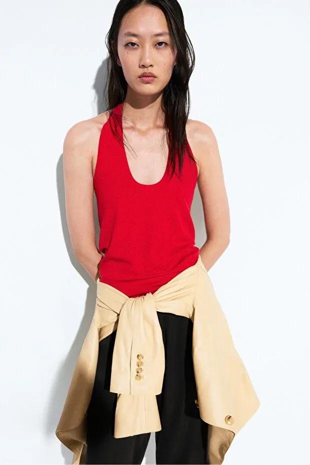 Женская блуза без рукавов Massimo Dutti, Red — фото 2