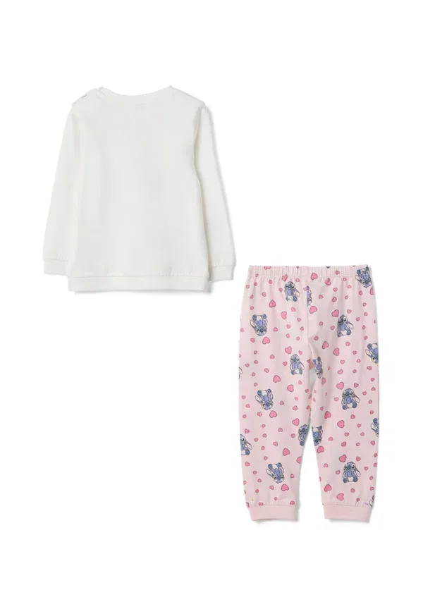 Пижамный комплект с принтом With stitch print set Ovs, розовый/белый — фото 2