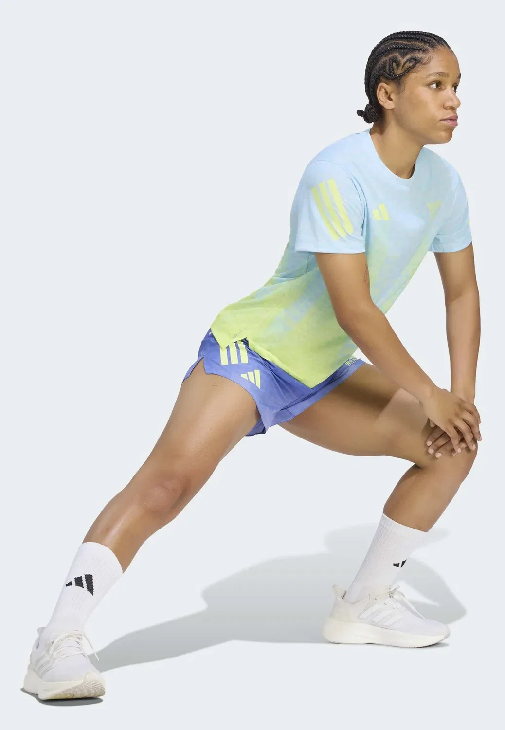 Ber26 aop tee w - спортивная футболка Adidas Performance, Crystal Sky/Frozen Lemon — фото 2