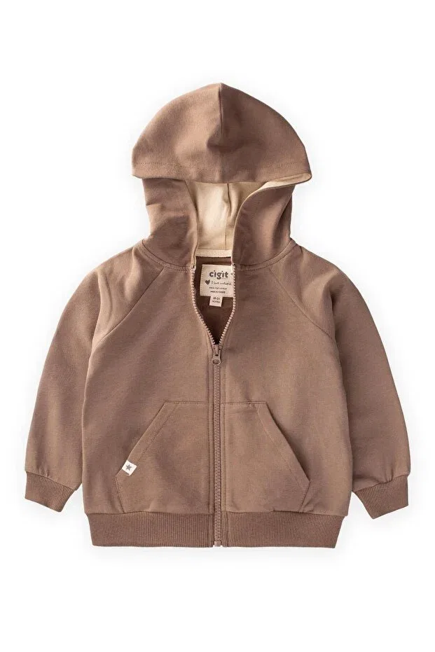 Детский кардиган с капюшоном Basics Cigit, Mink
