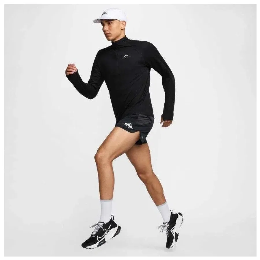 Мужская техническая футболка с длинным рукавом Dri-FIT Mid Layer Trail Running 1/2 Zip Nike, Черный
