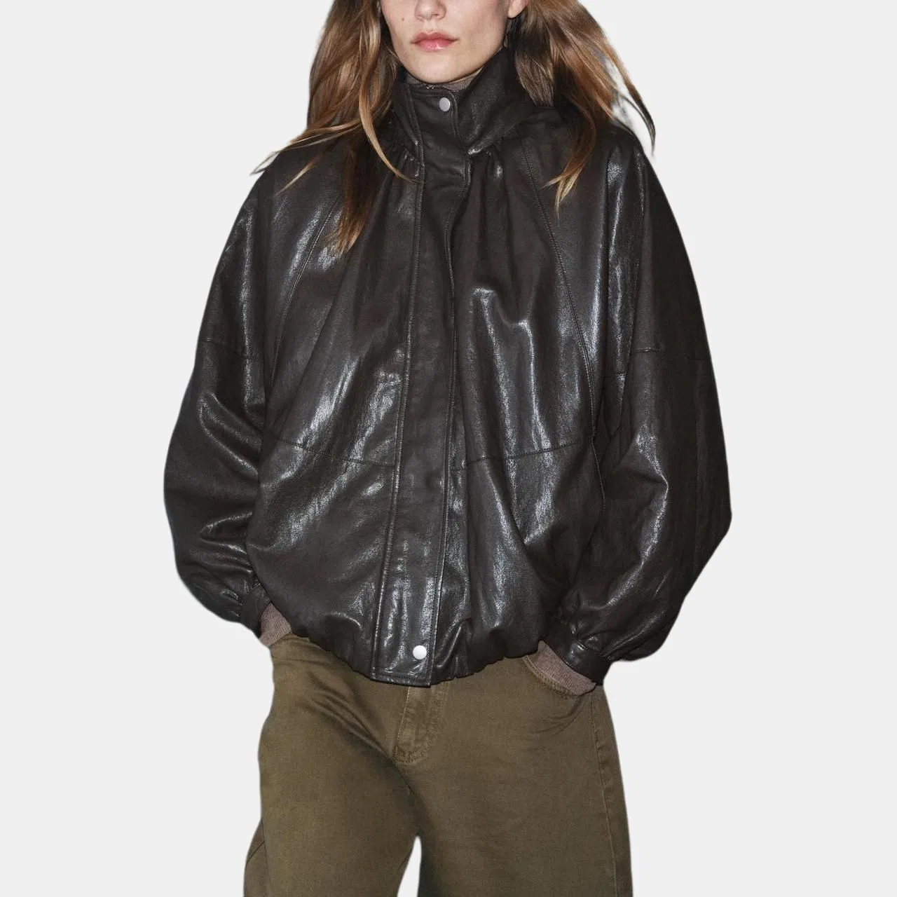 Женское пальто Dark Taupe ZARA — фото 4
