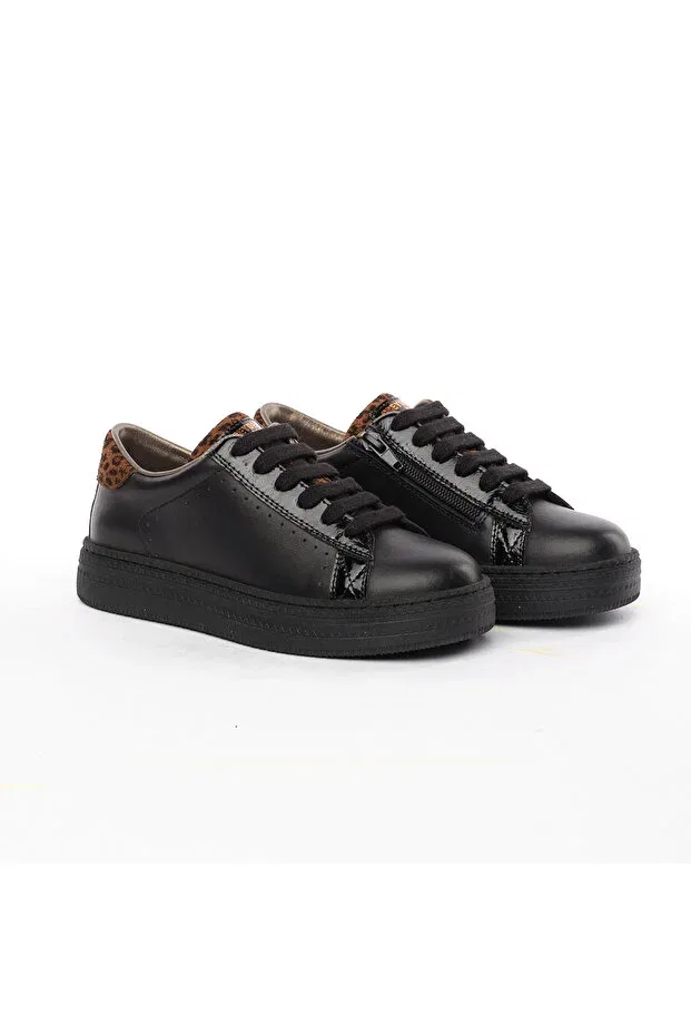 Детские туфли для девочек с принтом Leopard Greyder, Black — фото 3