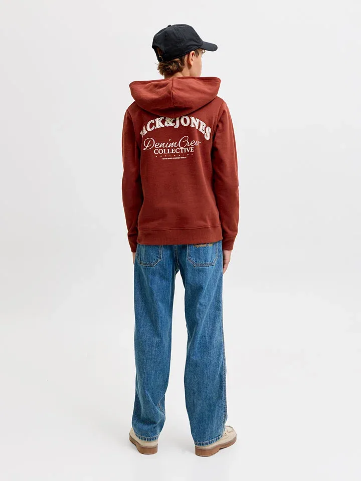 Худи с капюшоном Jack & Jones Junior, красно-коричневый — фото 4