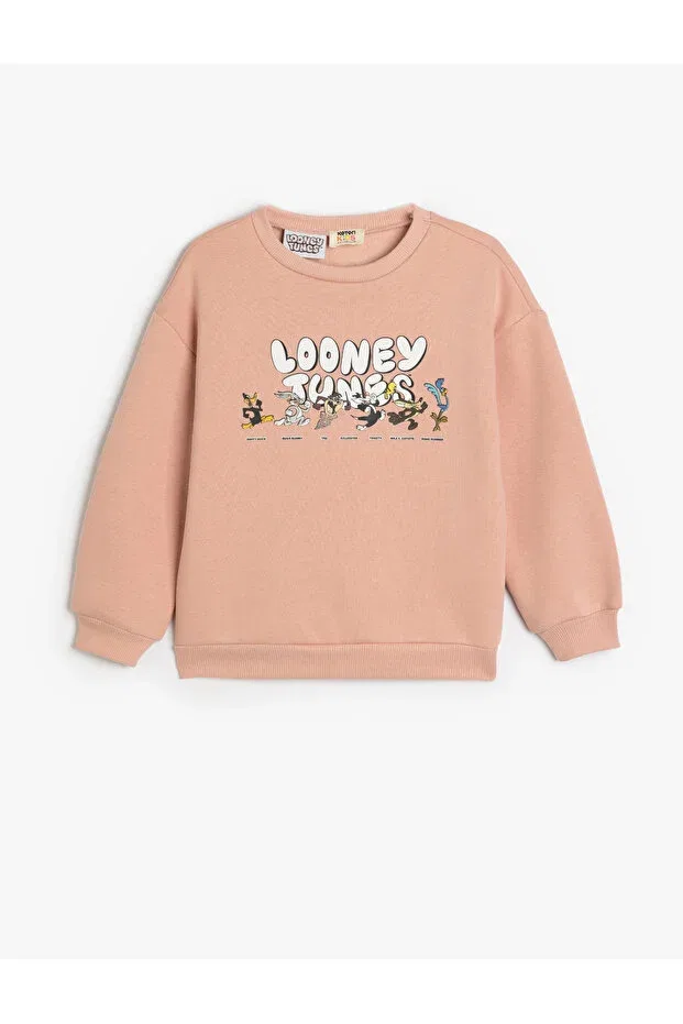 Детские свитшот для девочек хлопковый Looney Tunes Sweat Licensed Crew Neck Long Sleeve Koton, Rose