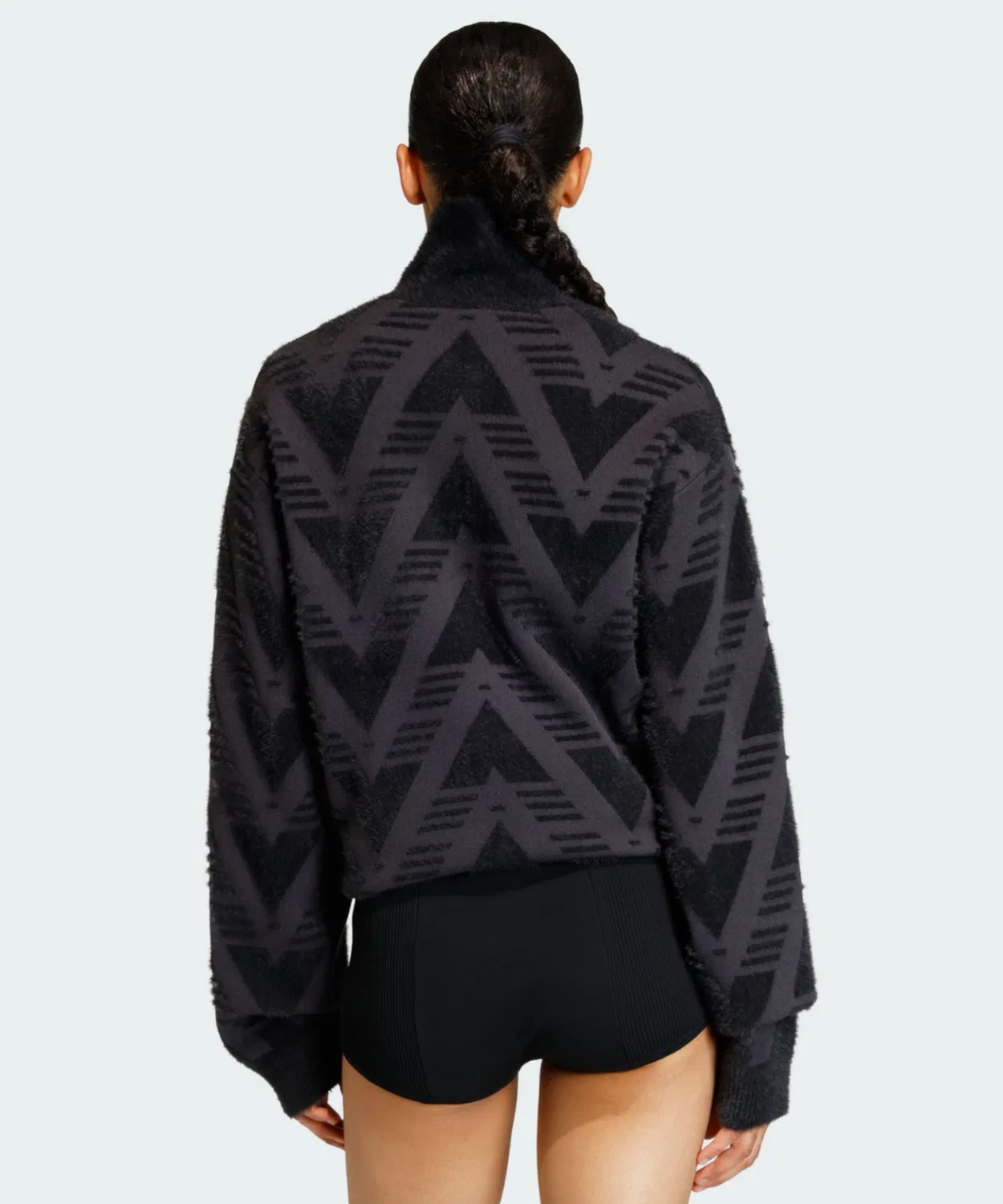 Женский свитшот оверсайз с полузастежкой-молнией Adidas Originals, Black — фото 4