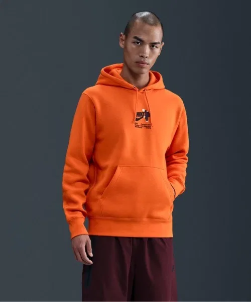 Мужской худи с длинным рукавоми принтом NIKE Club BB Icon, Orange
