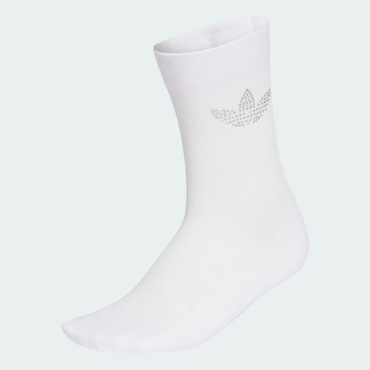 Женские носки с аппликацией из страз, 1 пара, Sparkle Trefoil Crew Adidas Originals, белый