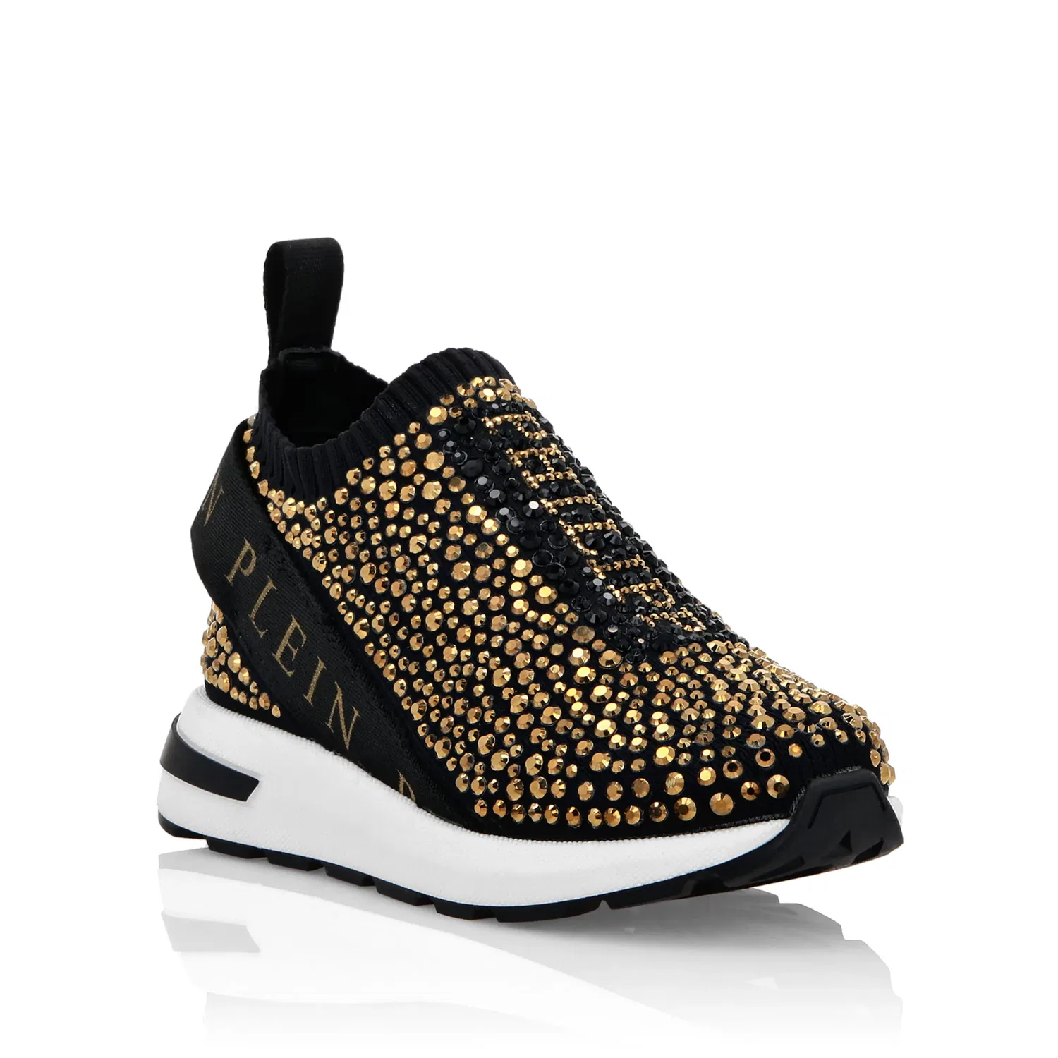 Детские кроссовки с украшениями PHILIPP PLEIN, Black/Gold