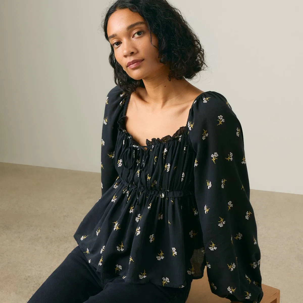 Блузка с длинными рукавами Oraya Levi's, Birgita Floral Anthracite - Black