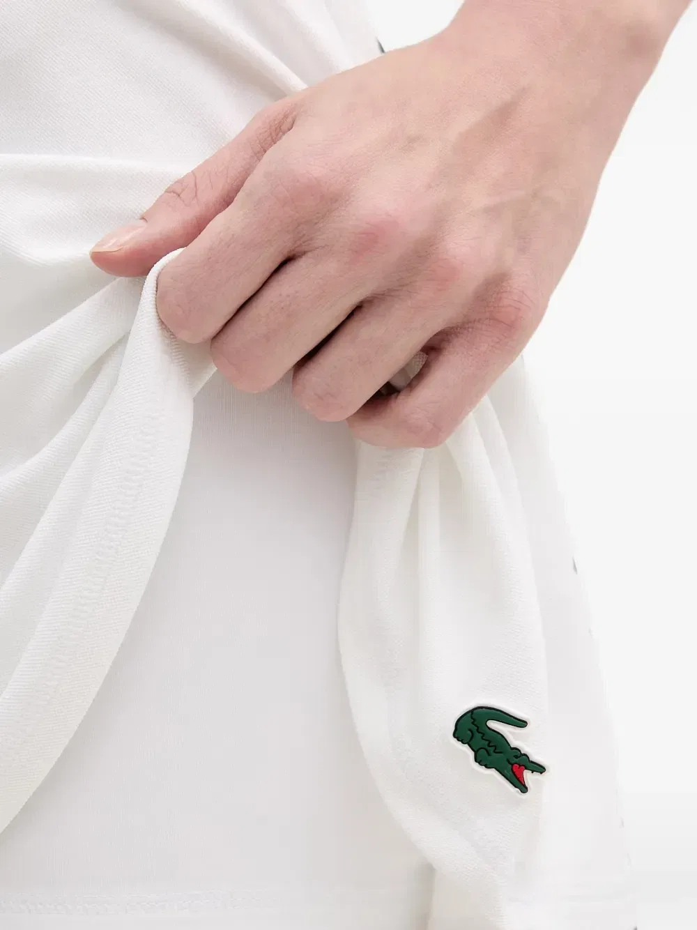 Мини-юбка Lacoste А-силуэта с логотипом, белый — фото 4