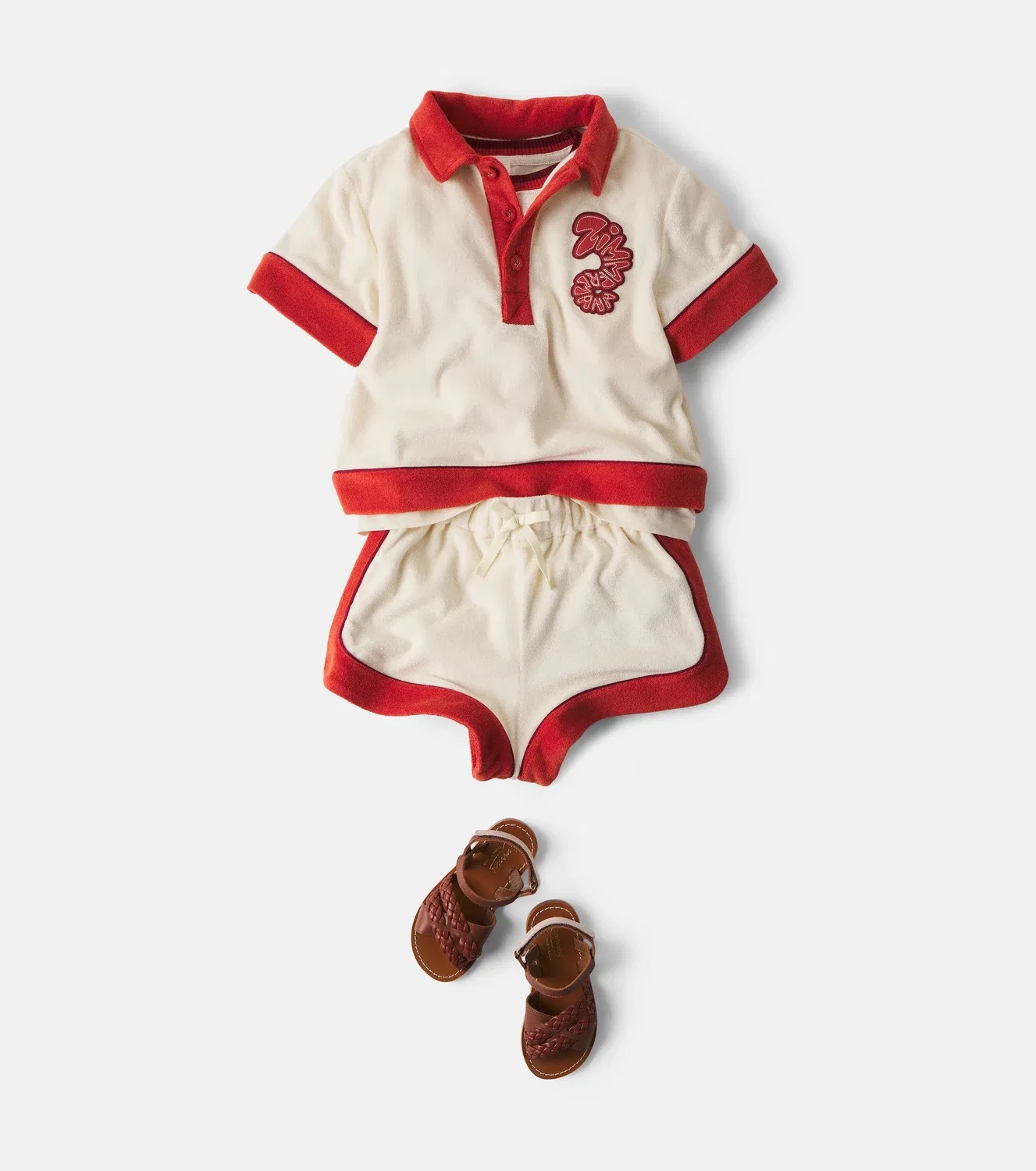 Поло из махрового хлопка Zimmermann Kids, белый — фото 2