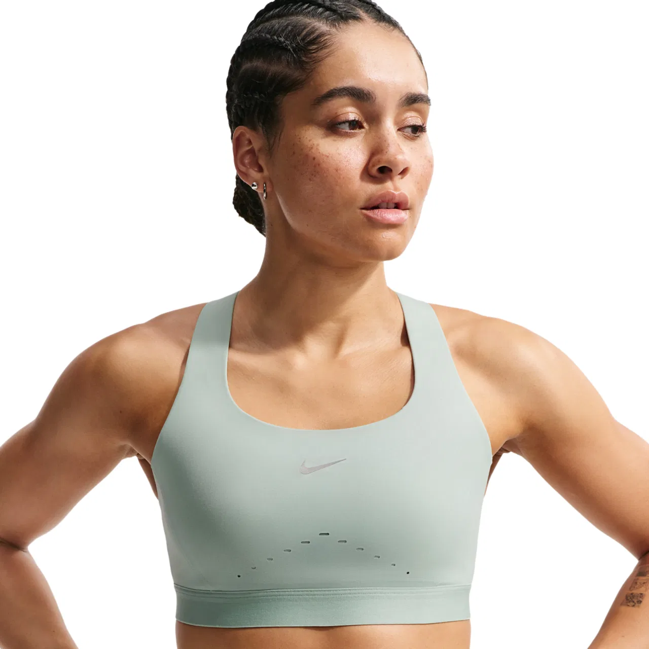 Женский спортивный бюстгальтер с высокой поддержкой Nike Swift, Steam/Reflective Silv