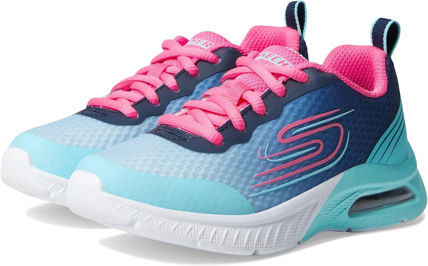 Детские кроссовки для девочек Microspec Max Plus Echo Speed Skechers, Navy/Aqua — фото 4