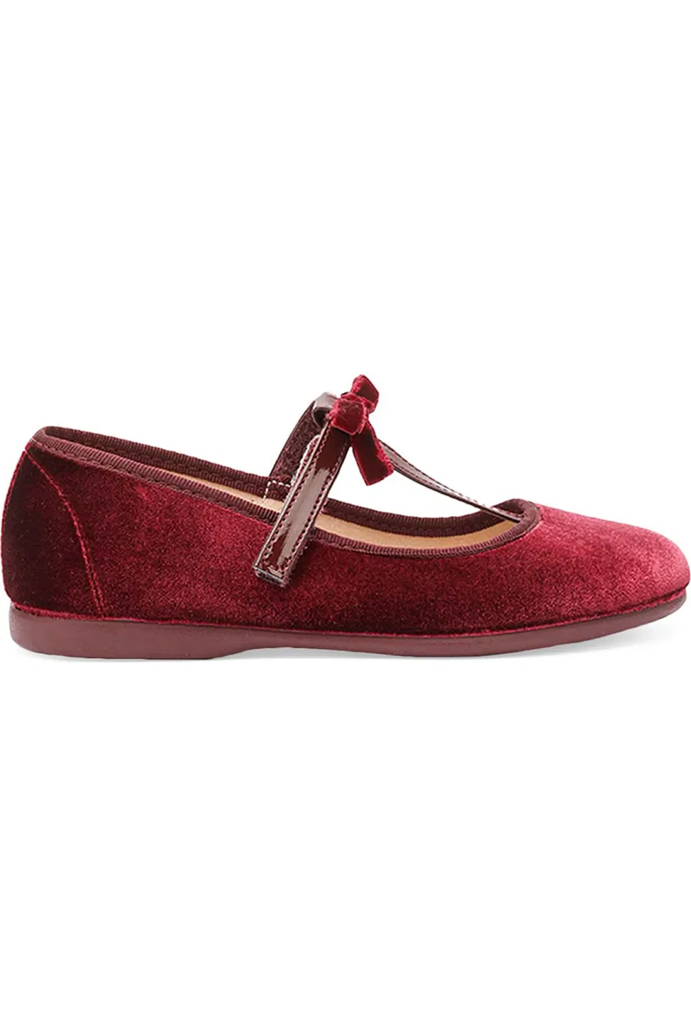 Детские туфли на T-образном ремешке из велюра CHILDRENCHIC, Burgundy — фото 2
