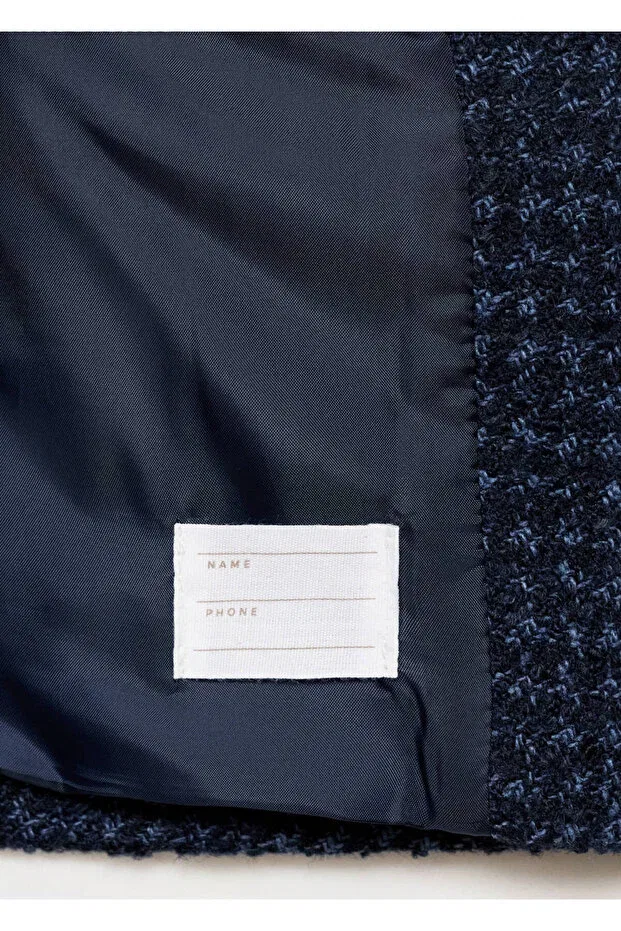 Детская куртка для девочек твидовое Mango Kids, Navy Blue — фото 4