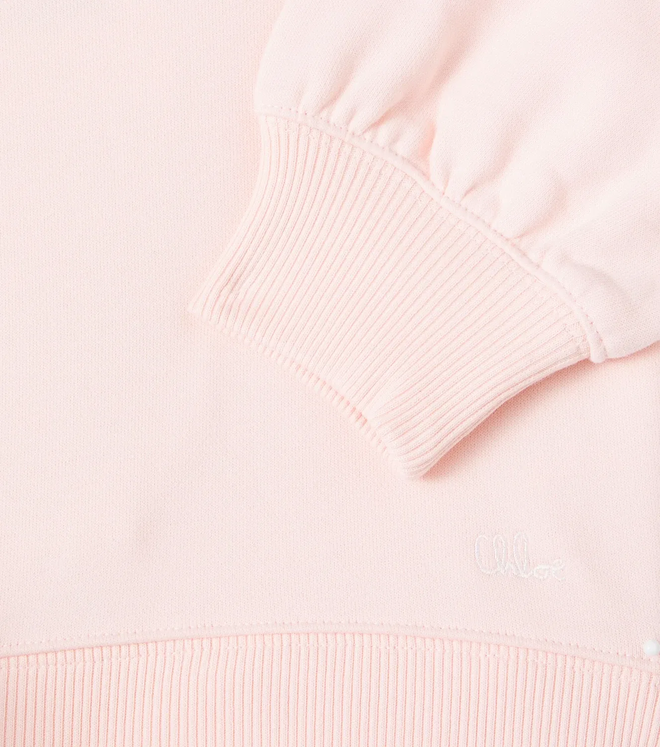 Толстовка из хлопкового флиса с кружевной отделкой Chloé Kids, розовый — фото 3