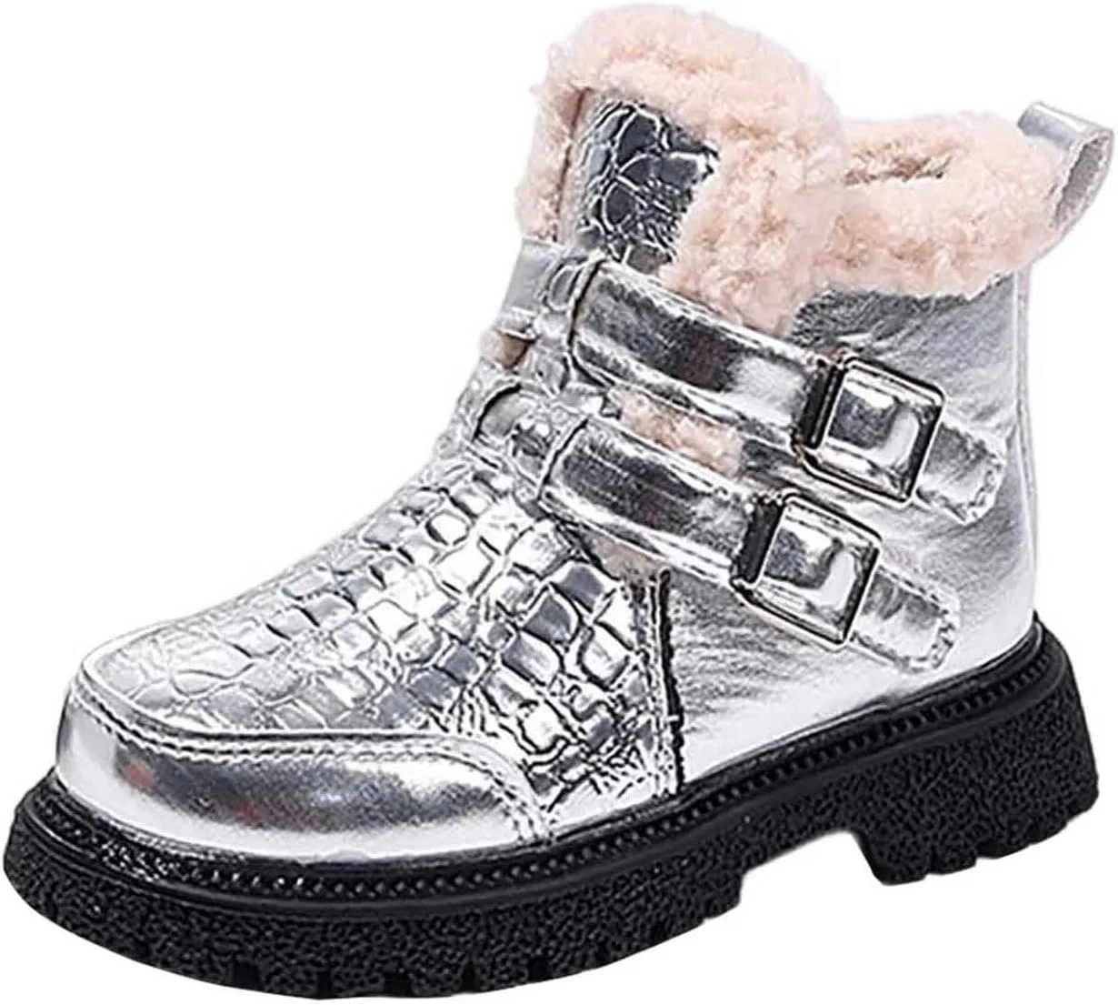 Детские зимние сапоги для девочек на флисе с принтом SHOPESSA, Silver