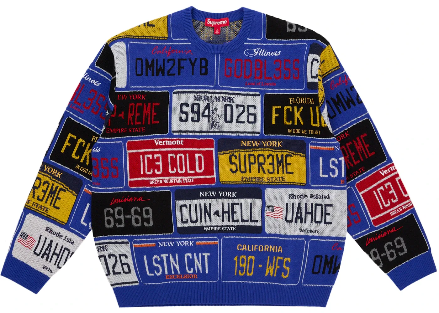 Мужской свитер с принтом License Plate Supreme, Royal