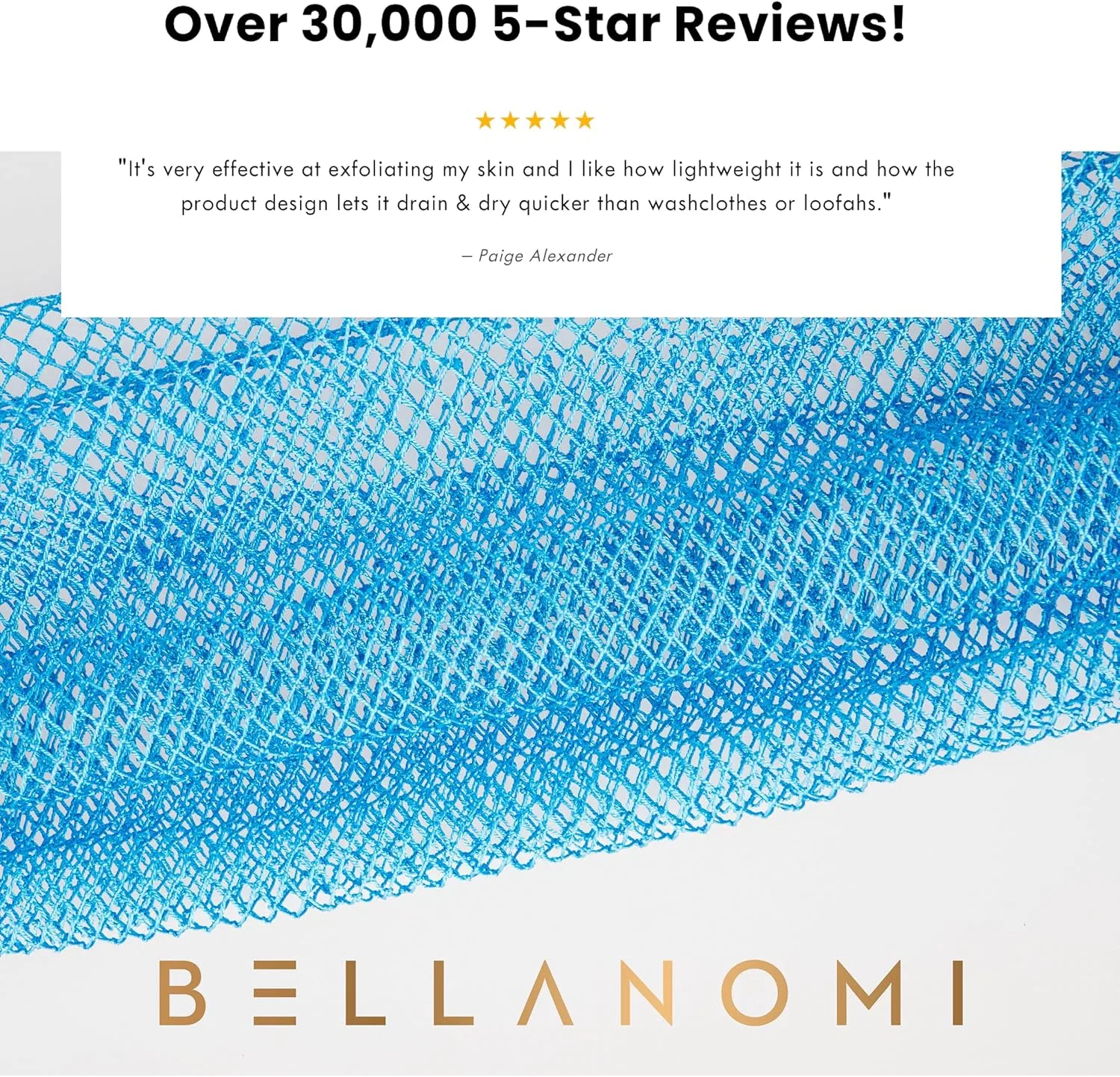 Мочалка для душа эксфолиирующая, Bellanomi, 45 дюймов, Baby Blue — фото 3