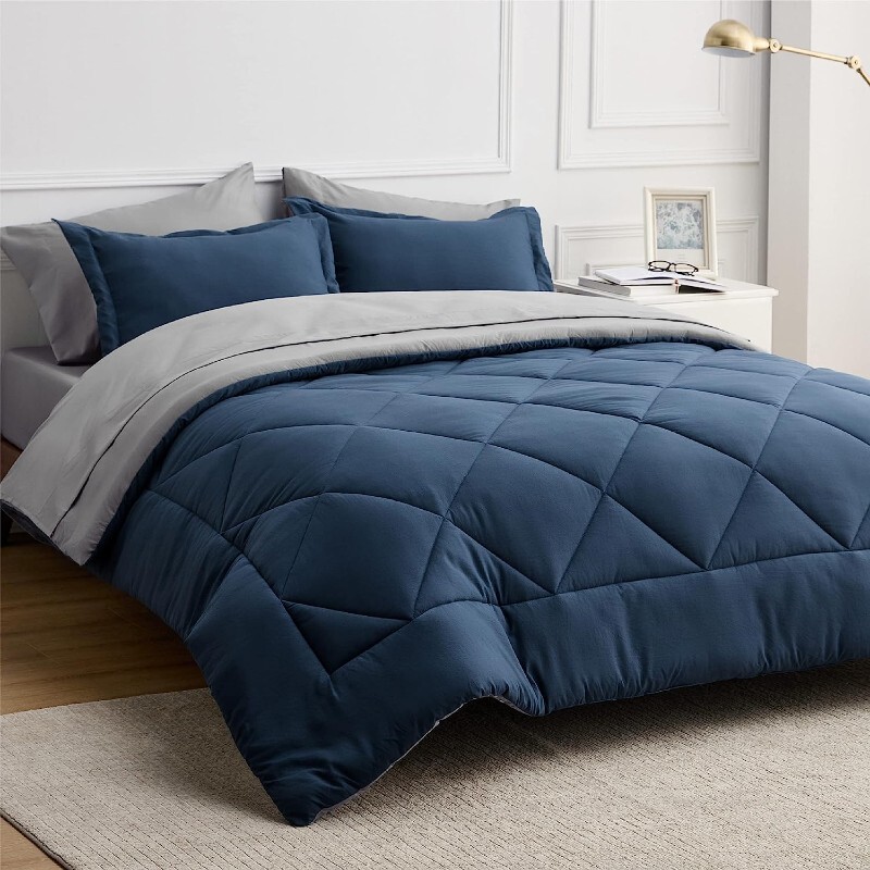 

Комплект двуспального постельного белья Bedsure Queen, 7 предметов, синий