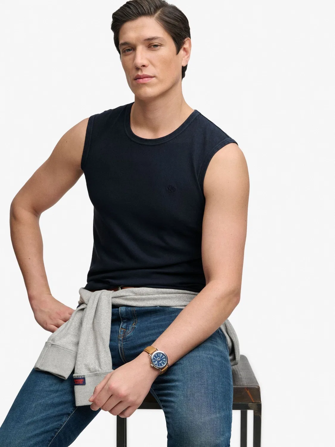 Майка классическая Superdry Blue, синяя — фото 4