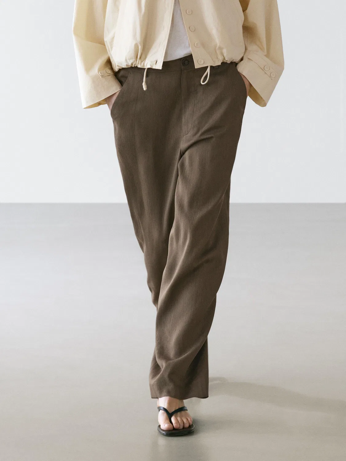 Свободные брюки с эластичным поясом Massimo Dutti, темно-зеленый — фото 2