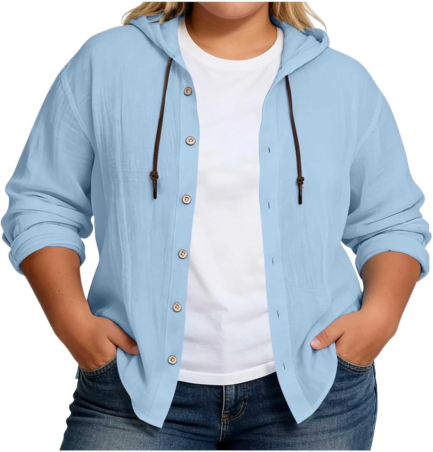 Женская свободная худи-кардиган с капюшоном paThez, Light Blue
