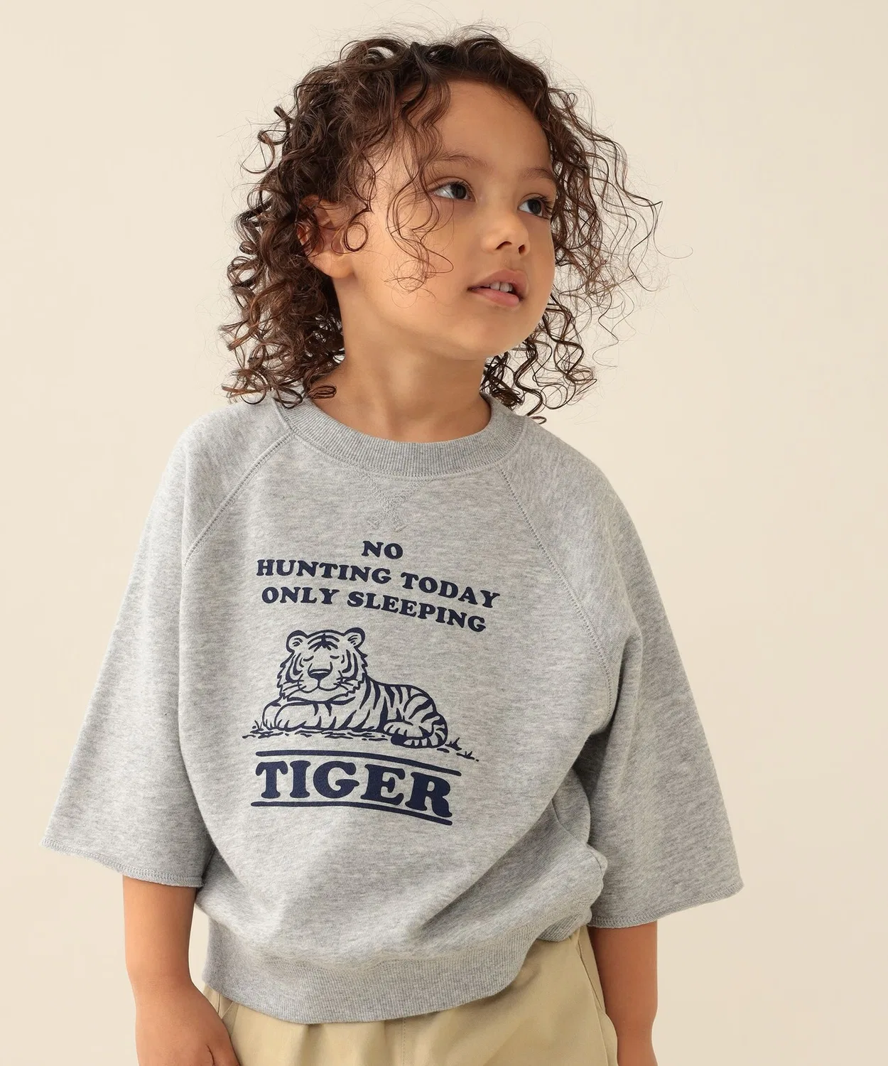 Детский свитшот с длинным рукавомс принтом Vintage College BEAMS mini, Light Grey