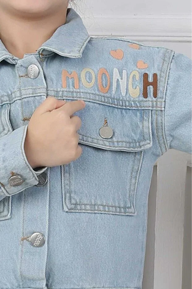 Джинсовая куртка для девочки с вышивкой Shop — фото 2