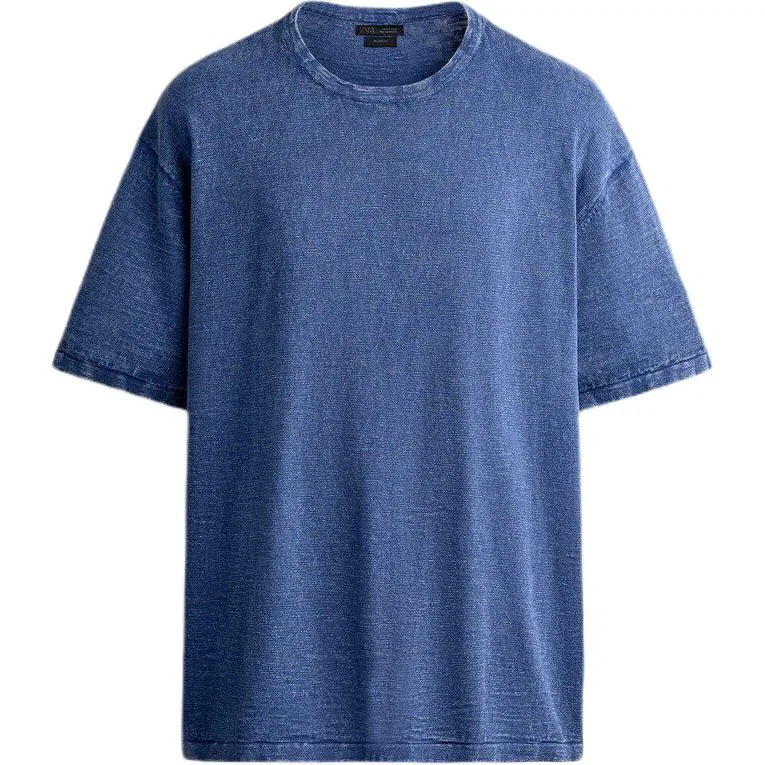 Мужская футболка с круглым вырезом Bright Blue ZARA