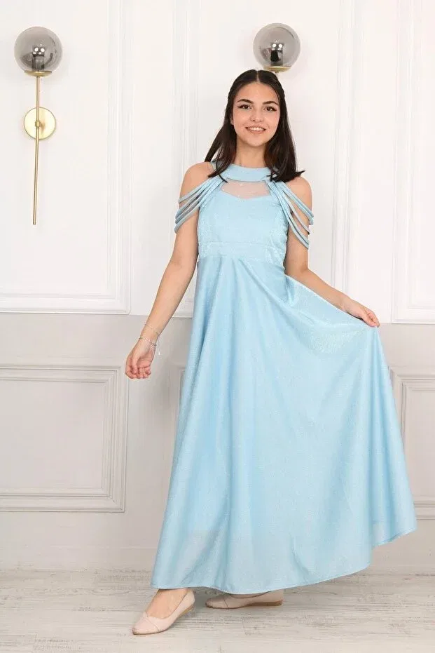 Детское платье для девочек с длинным рукавом Asortix, Baby Blue — фото 3