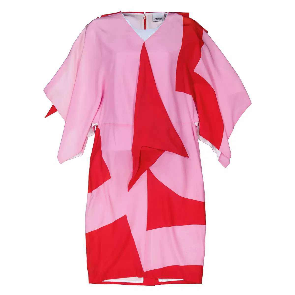 Платье вечернее с мысом, модель Ladies Primrose Pink Geometric Print Silk Crepe De Chine Cape Sleeve Dress Burberry, Primrose Pink Ip Ptt — фото 4